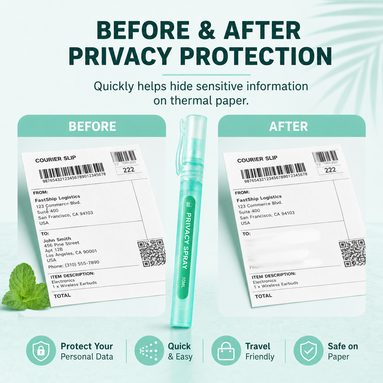 Thermal Paper Spray - Protect Your Privacy - Suitable for Courier Slips, Paper Surfaces, Printer Paper