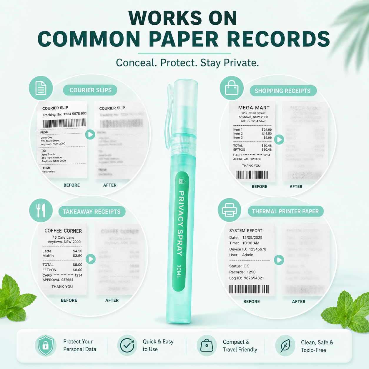 Thermal Paper Spray - Protect Your Privacy - Suitable for Courier Slips, Paper Surfaces, Printer Paper
